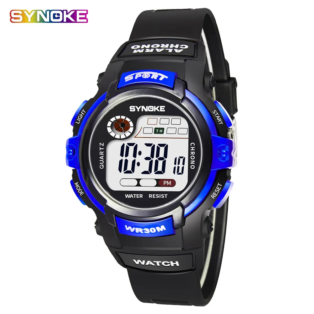 Blue baby watch SYNOKE детские часы бренд цифровой светодиодный детские часы модные спортивные часы мягкие удобные милые наручные часы водонепроницаемые часы для мальчиков - Цвет: Blue baby watch