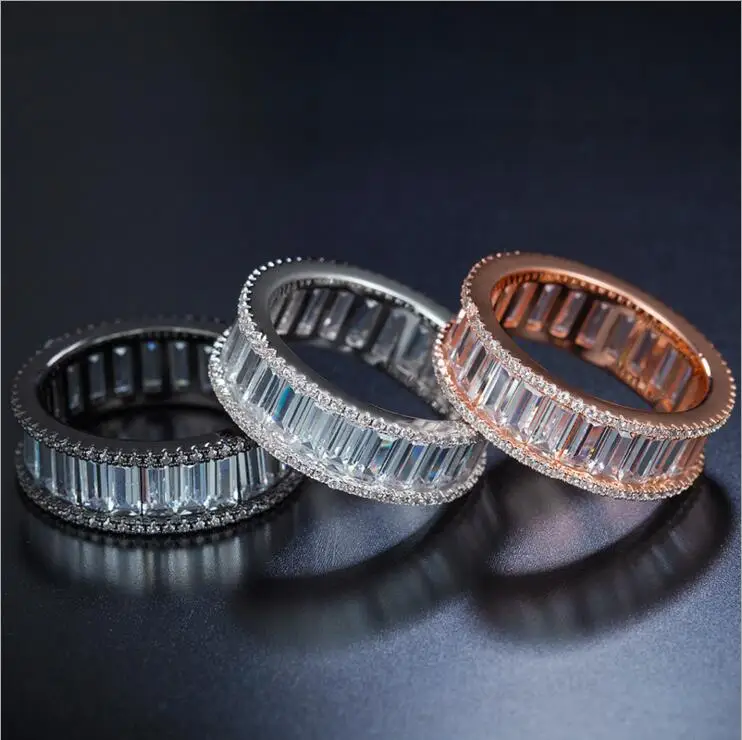

classic wedding engagement band wide band full cubic zirconia eternity band luxury sparking women CZ ring