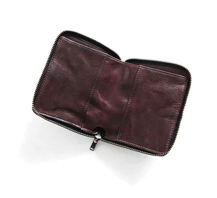 Genuine Leather Wallet For Men Mens Luxury Brand Designer Vintage Cowhide Small Short Zipper Wallets Purse Card Holder For Male