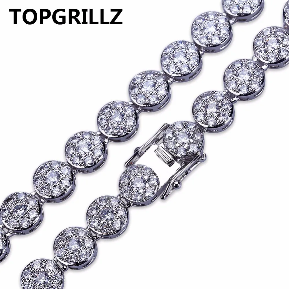TOPGRILLZ хип-хоп Мужская и женская цепочка ожерелье золотого/серебряного цвета Iced Out Micro Pave кубический циркон 10 мм круглое ожерелье s для подарков