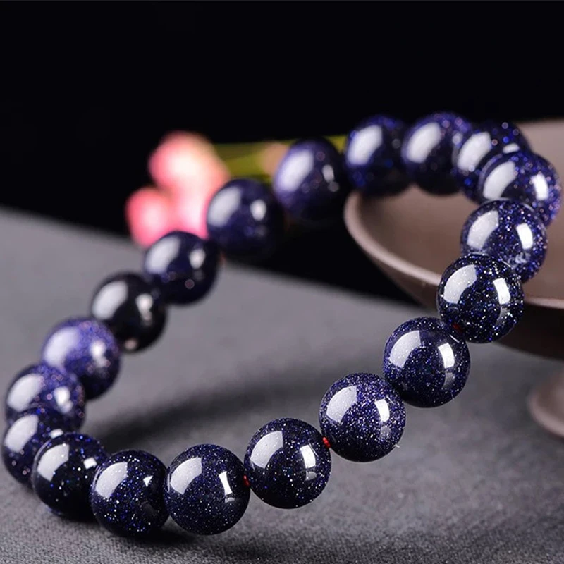 Браслет из бисера ручной работы с голубым песком и камнями (4/6/8/10/12 мм) модные