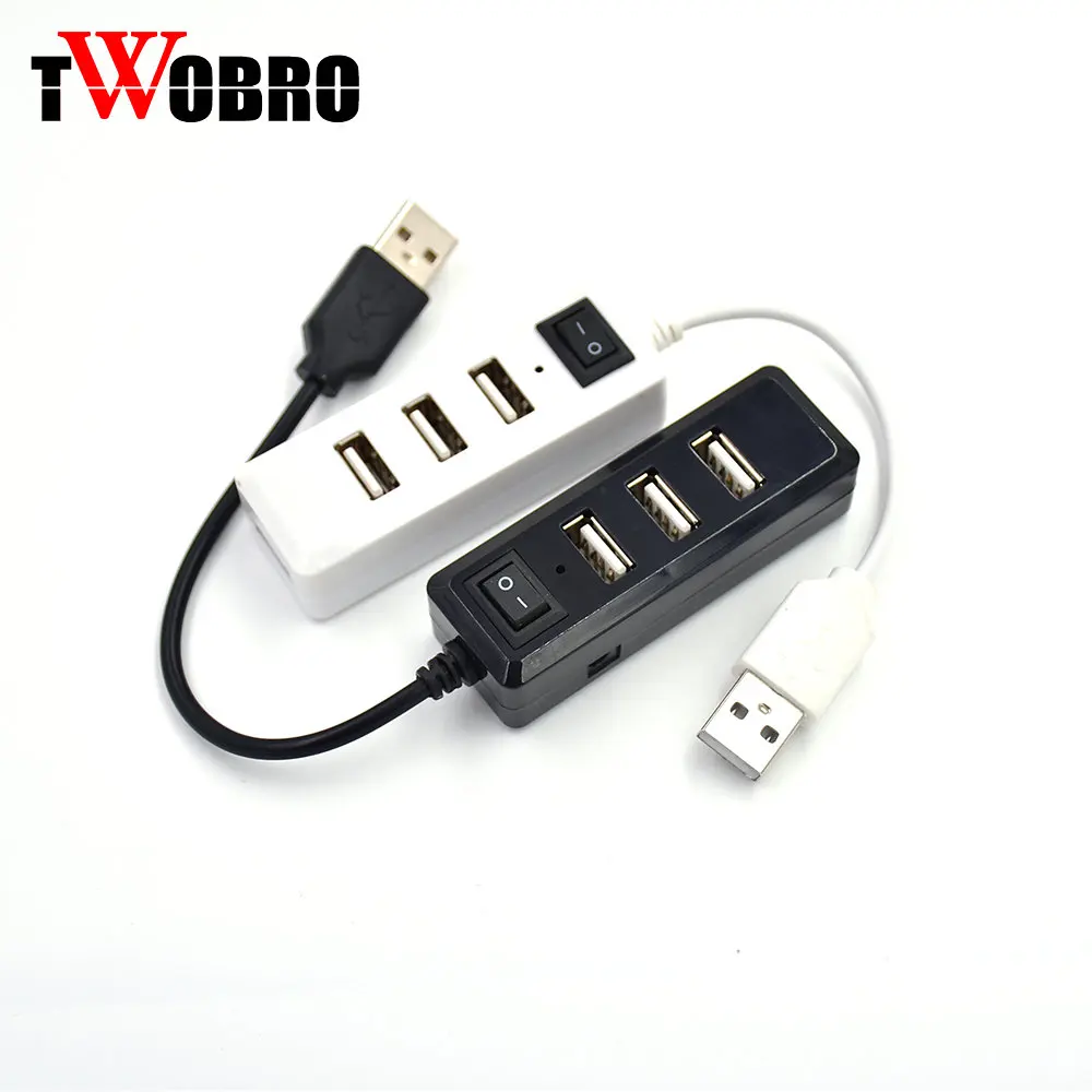 Высокая Скорость мини тонкий 4 Порты и разъёмы USB 2 0 Hub на включение/выключение
