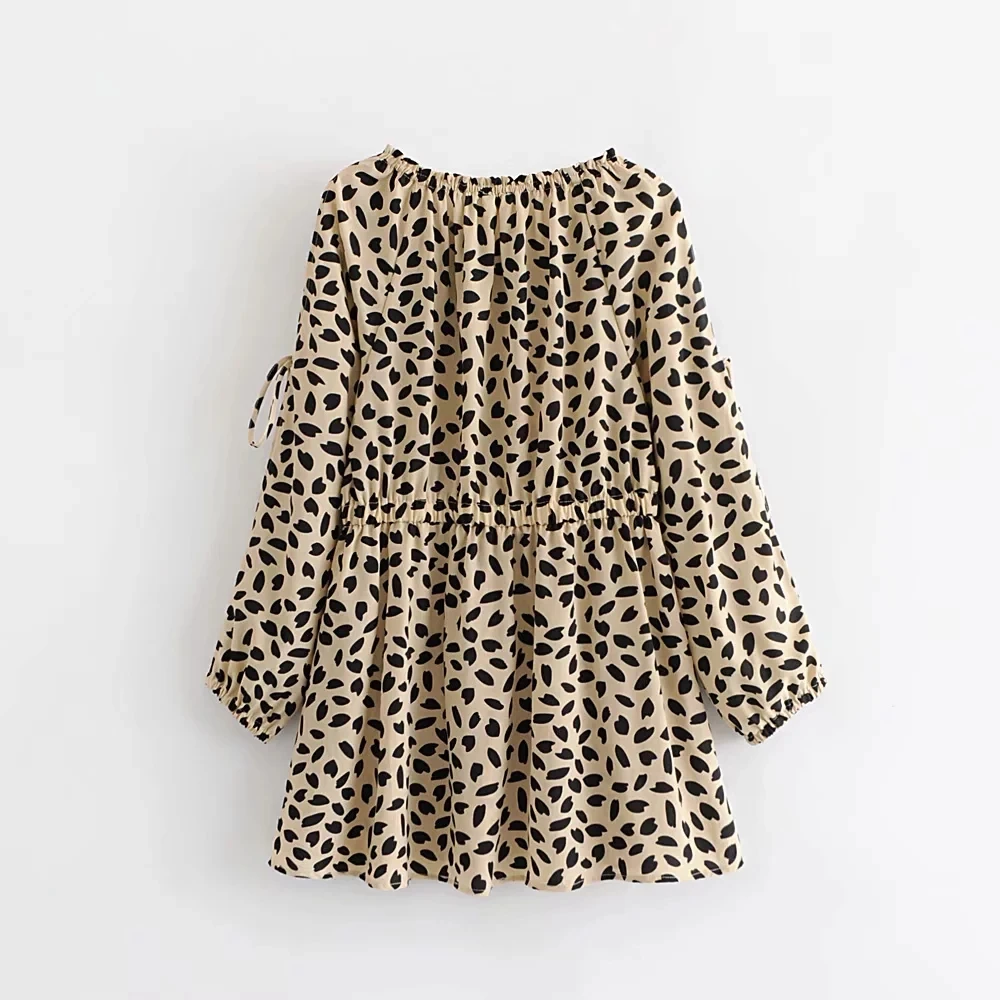 2019 Винтаж леопардовое платье женская летняя обувь элегантное с бантом пляжный