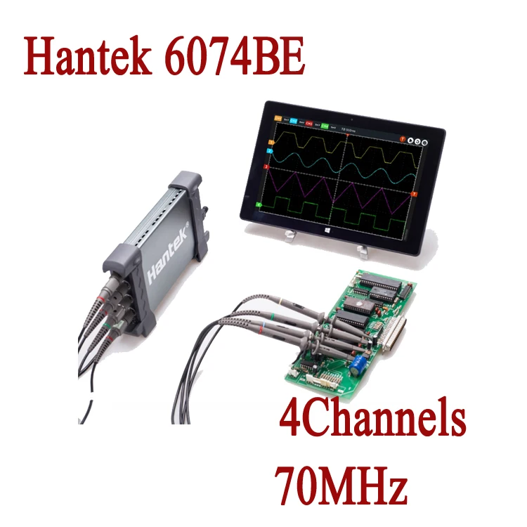 Hantek 6074BE портативный осциллограф USB на базе ПК 70 МГц 4 канала 1Gsa/s Автомобильный