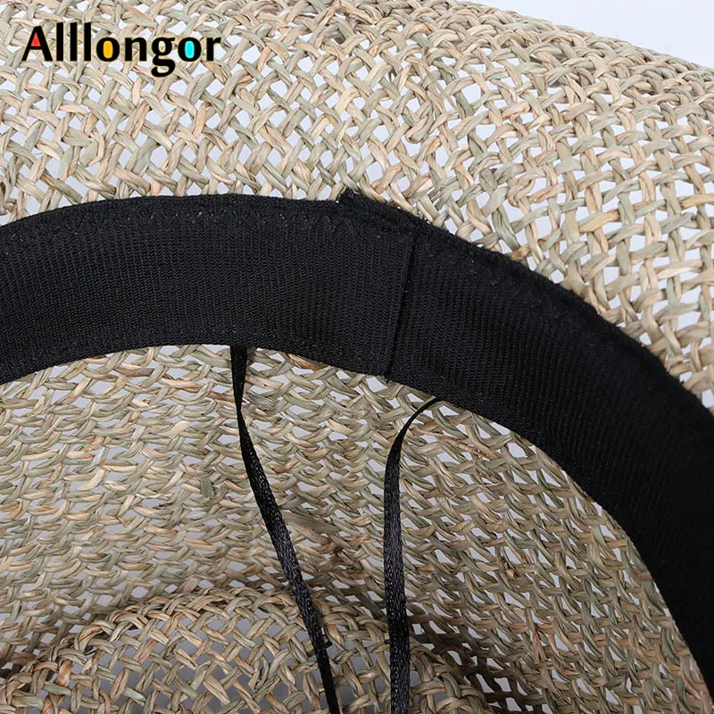 Шляпа женская Соломенная с козырьком модная Солнцезащитная Панама широкими