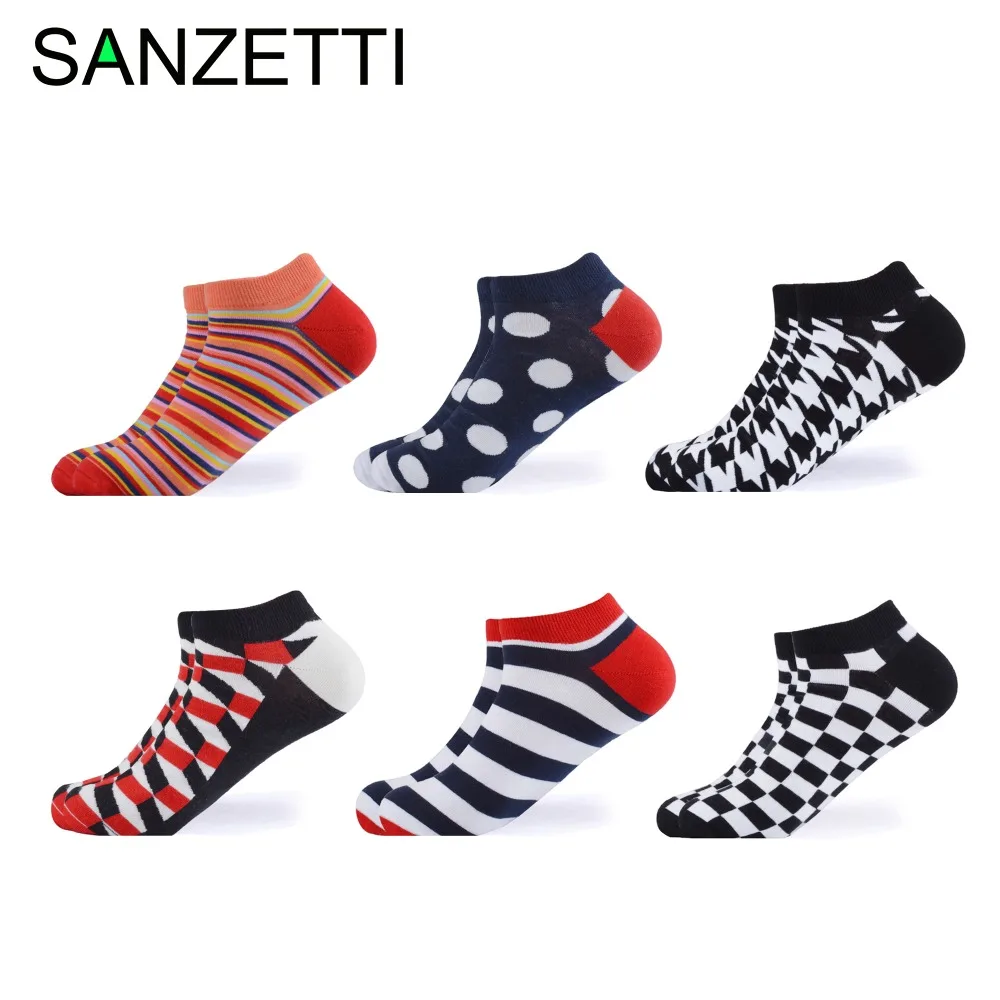 Носки SANZETTI мужские 6 пар/лот летние повседневные хлопковые цветные в