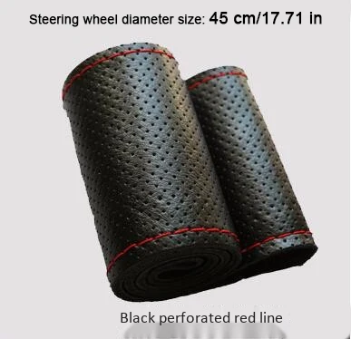 45cm hole balck red 42/45/47/50 см, принт грузовика, автобуса, кожаные чехлы для сидений автомобиля рулевое колесо DIY ручной работы, чехол с иглы и нити аксессуары для интерьера Наборы - Название цвета: 45cm hole balck red