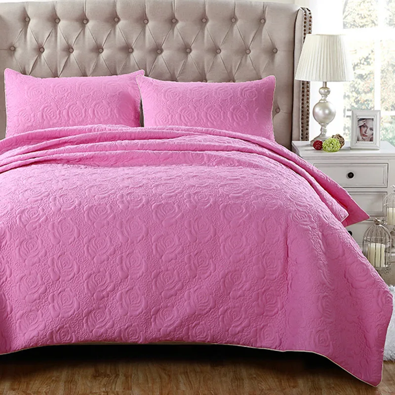 

11 Solid Colors European Brief Cotton Quilt Set Quilted Duver Cover Bed Cover Blanket Pillowcase Thin Comforter Summer Blanket