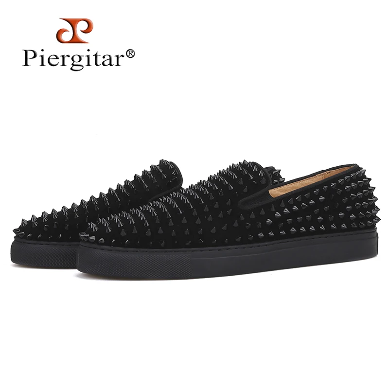 Piergitar 2019 New Cow Suede Sporty style men's casual shoes Handcrafted CL same designs Men spikes sneakers men loafers | Обувь