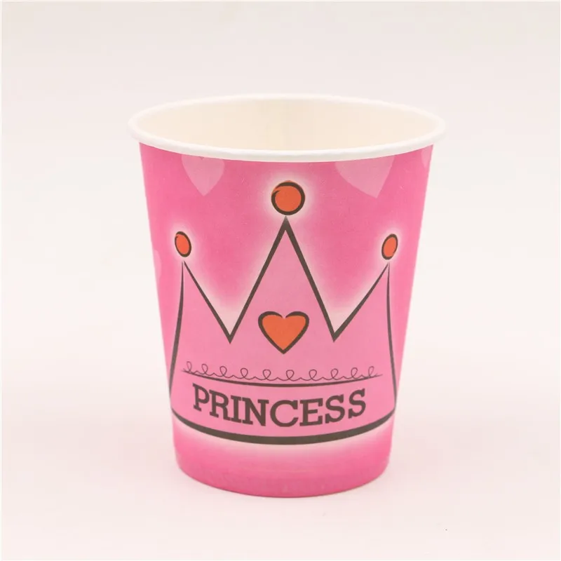 Pink Crown theme Kids Favors Baby Shower Paper Glass Cups Happy Birthday Party Decoration Supplies Tableware 10pcslot | Дом и сад