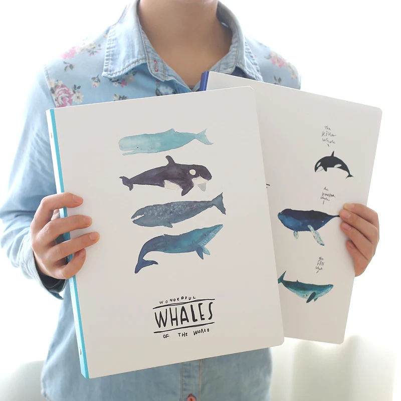 Большой блокнот A4 из крафт бумаги большой с листьями четырьмя отверстиями