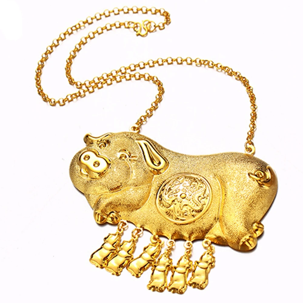Фото Ожерелье с подвеской в виде милой большой свиньи ювелирное изделие богатым