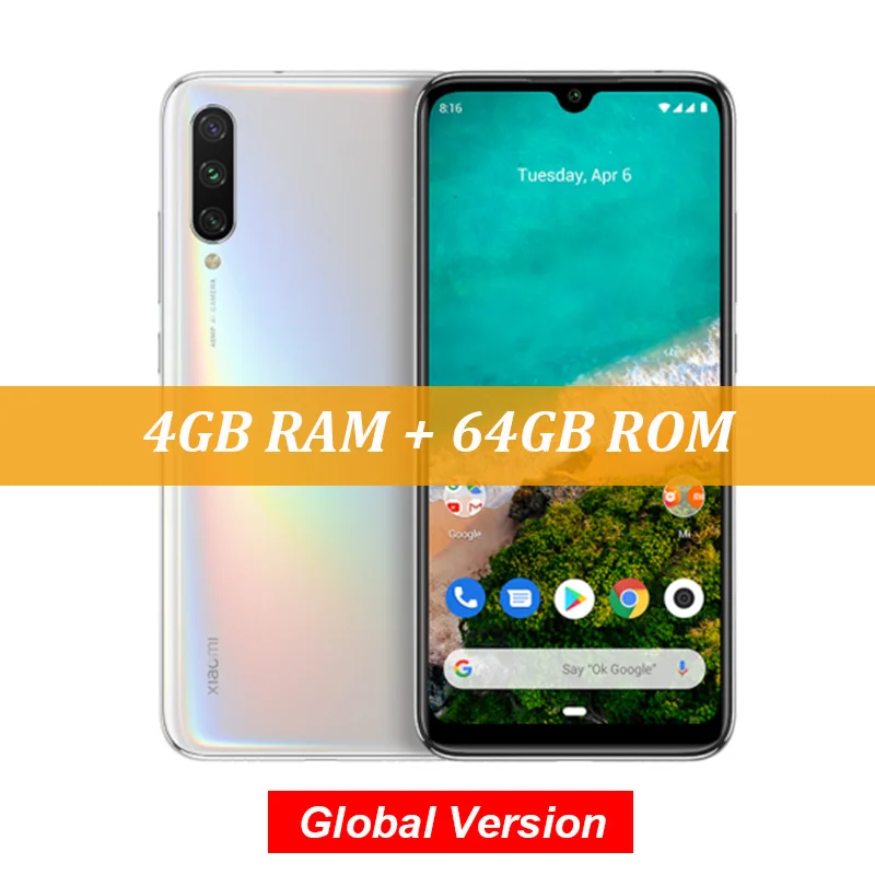 White Глобальная версия Xiaomi mi A3 mi A3 4GB 64GB смартфон 48MP Тройная камера s Snapdragon 665 32MP фронтальная камера 6,08" AMOLED - Цвет: White