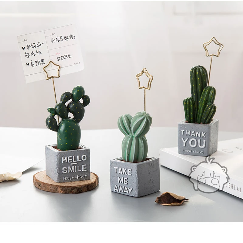 Искусственные растения бонсай карты Зажимы Смола кактус фото Памятка место