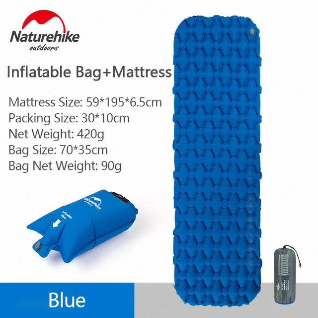 blue with air bag Naturehike colchon надувной туристический коврик кровать надувной матрас спальный коврик природа поход - Цвет: blue with air bag