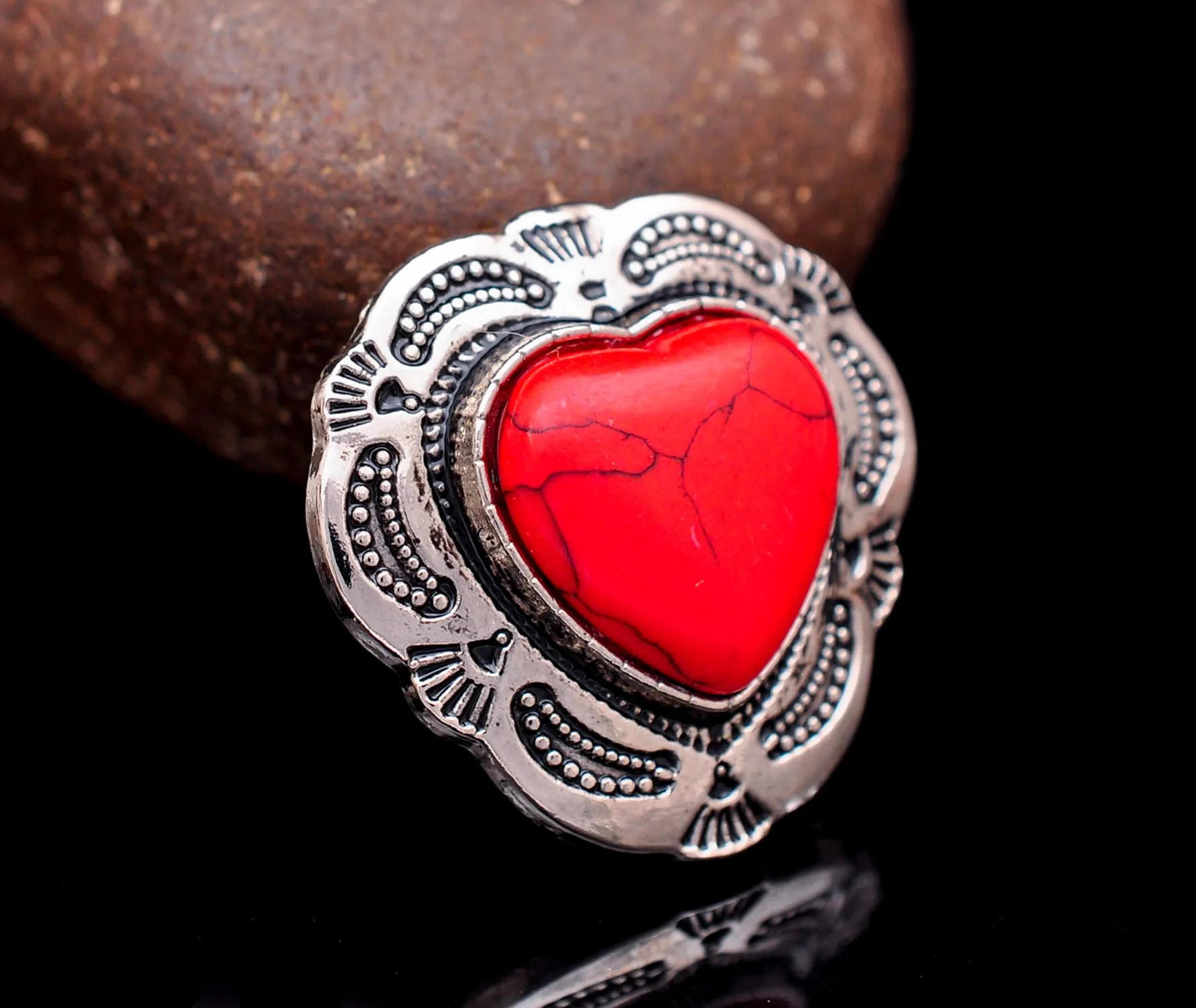 30 мм Серебряный тон этническое юго-восточное цветочное гравированное сердце