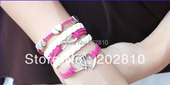

Free shipping Punk 4 layer Love horoscope cowhide either South Korea velvet hand-made by infinite love bracelets wholesale