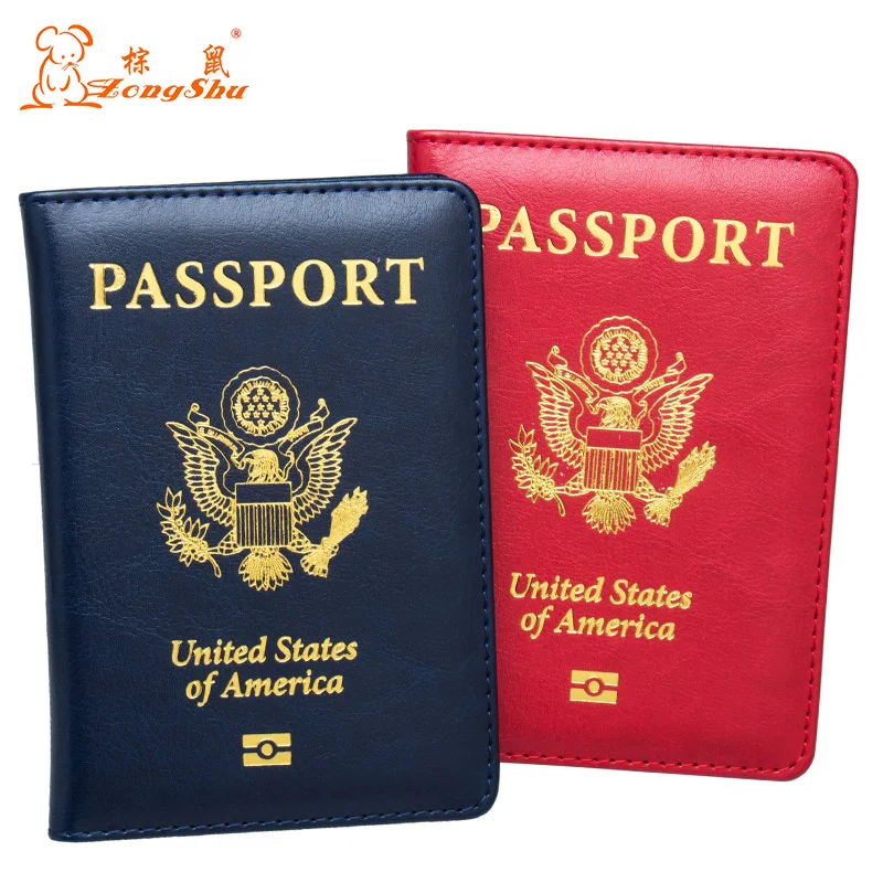 

Blue Double eagle PU Leather Passport Cover unisex Fashion Colourful Travel Passport Cover Travel Wallet Credit Card Holder