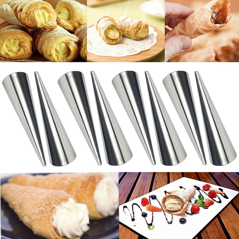 Комплекта 8 большой Размеры Нержавеющая сталь заварной крем Рог формы