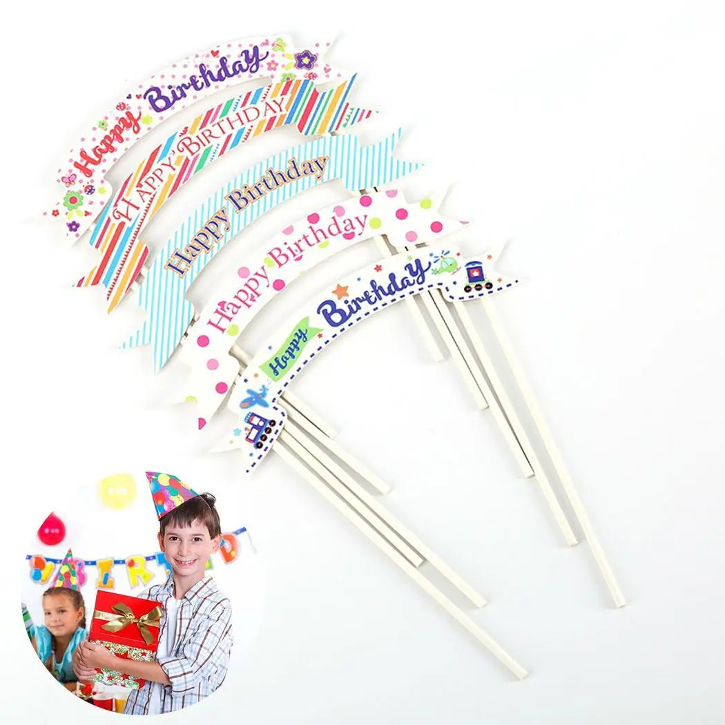 1 шт. многоцветный Кекс с днем рождения Топпер флажки для торта стикеры декор