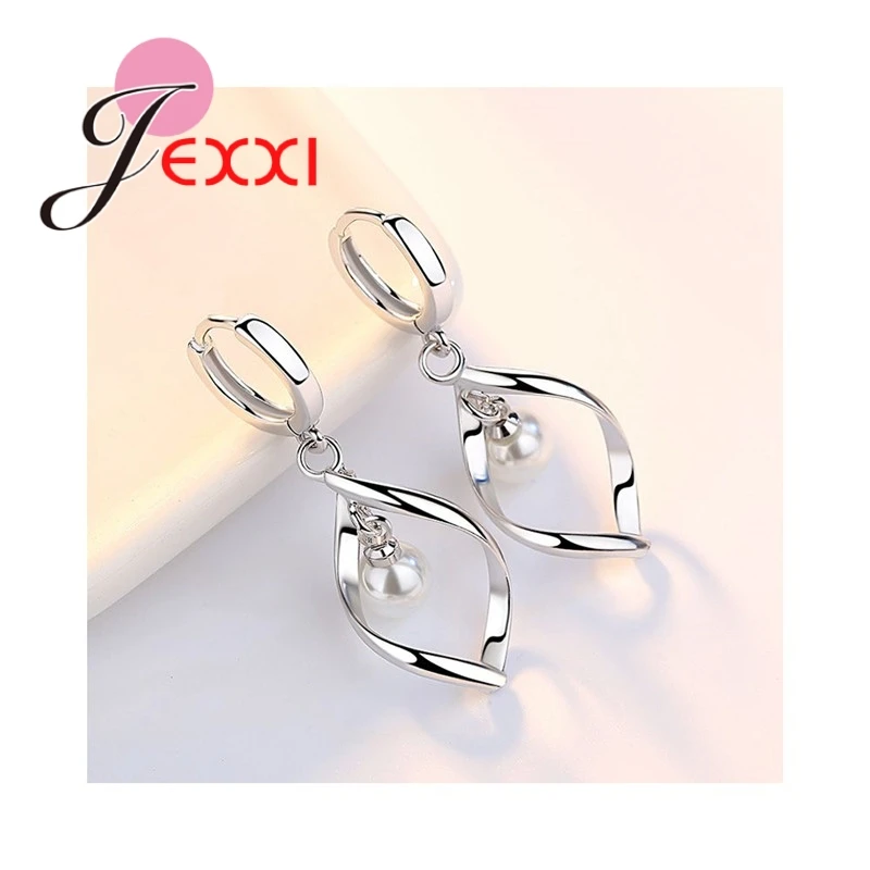 

925 Sterling Silver White Pearl Pendant Earring Design Fashion Romantic Wemon Engagement Anniversary Party Jewelry