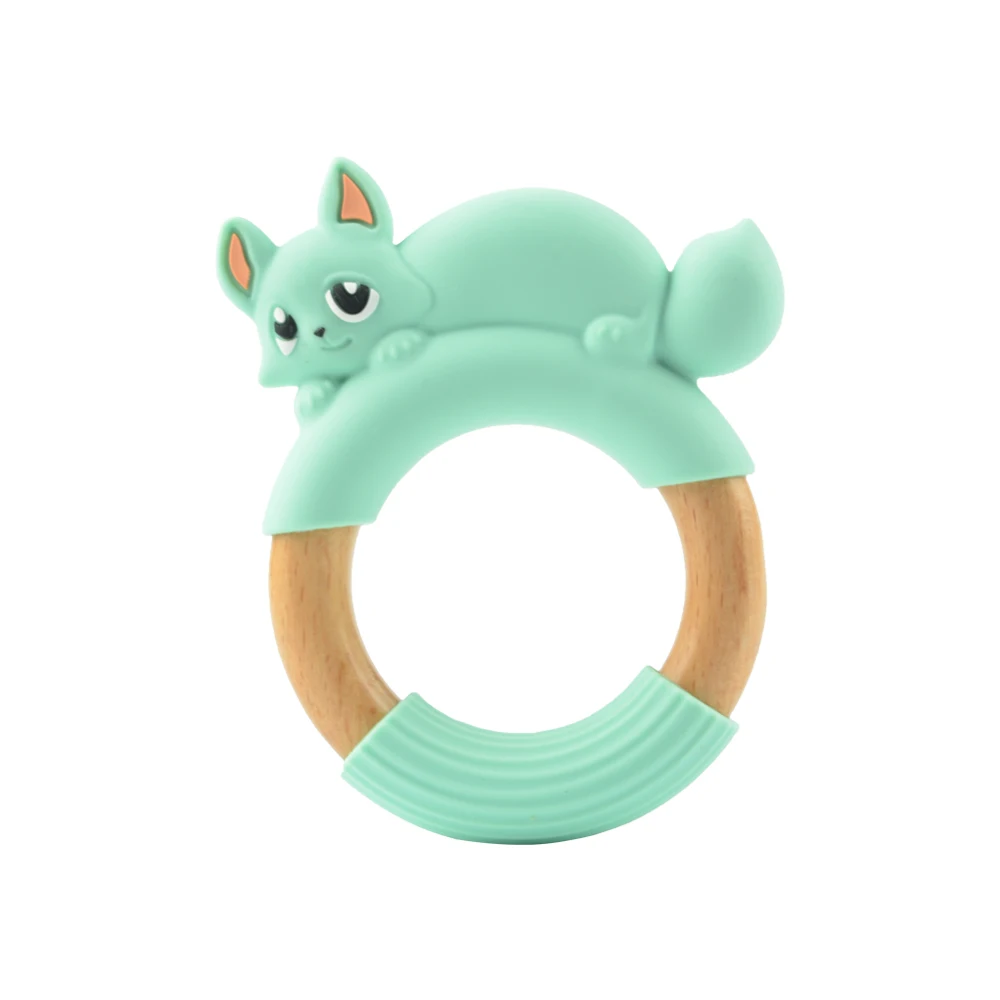 wood ring Силиконовая подвеска, 1 шт., детская игрушка для прорезывания зубов, модное ювелирное изделие, енот, шарм, Gameboy, прорезыватель, пищевая игрушка, жевательные бусины, BPA бесплатно - Окраска металла: wood ring