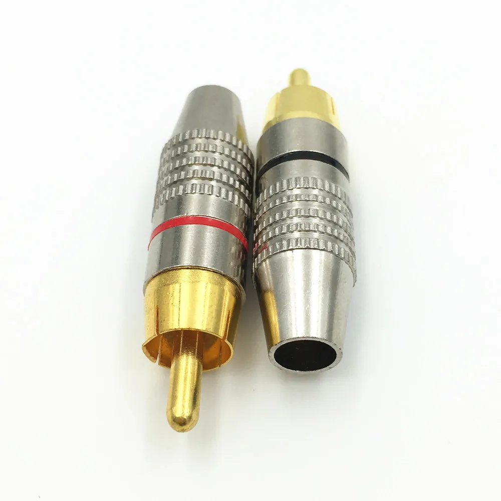 100 шт. высококачественный RCA штекер Золотой Аудио Видео кабель с блокировкой
