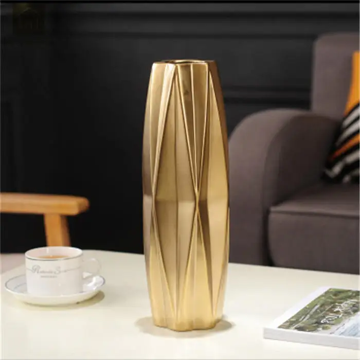 Gold 32.5cm Современная фарфоровая ваза, Золотая гостиная, украшение для дома, цветочные вазы для дома, Золотая, серебряная керамическая ваза, Свадебный декор Q - Цвет: Gold 32.5cm