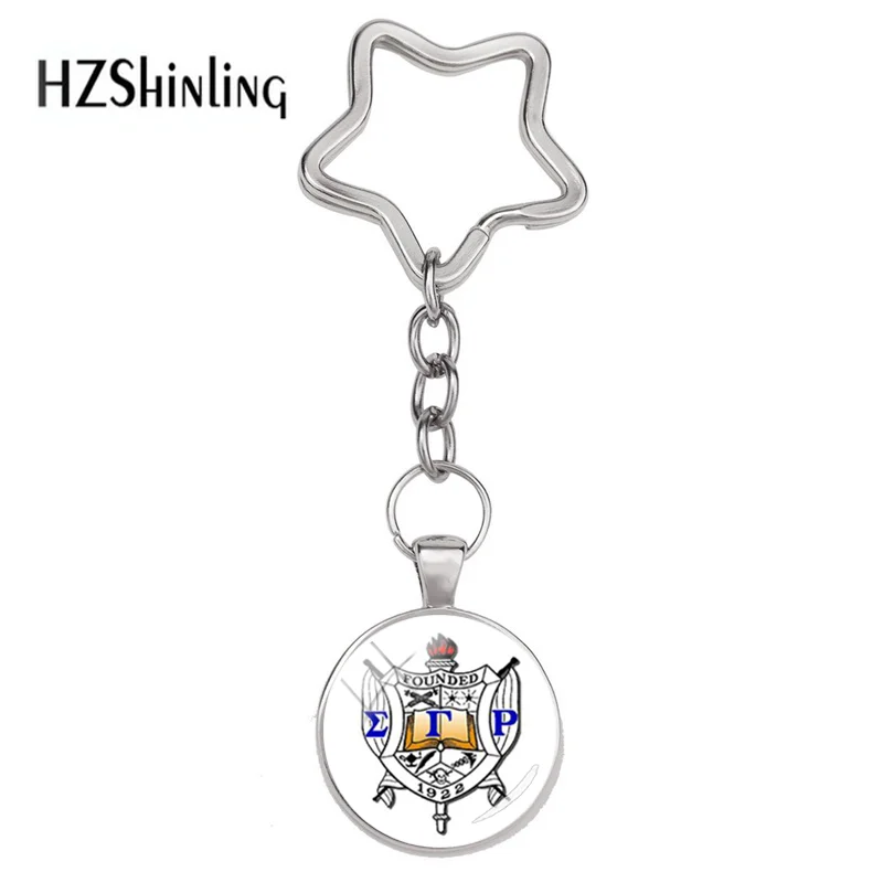 Newest Design Sigma Gamma Rho Star Keychain Sisterhood Words Glass Cabochon Pendant Quote Keyring love SGR Charm Jewelry