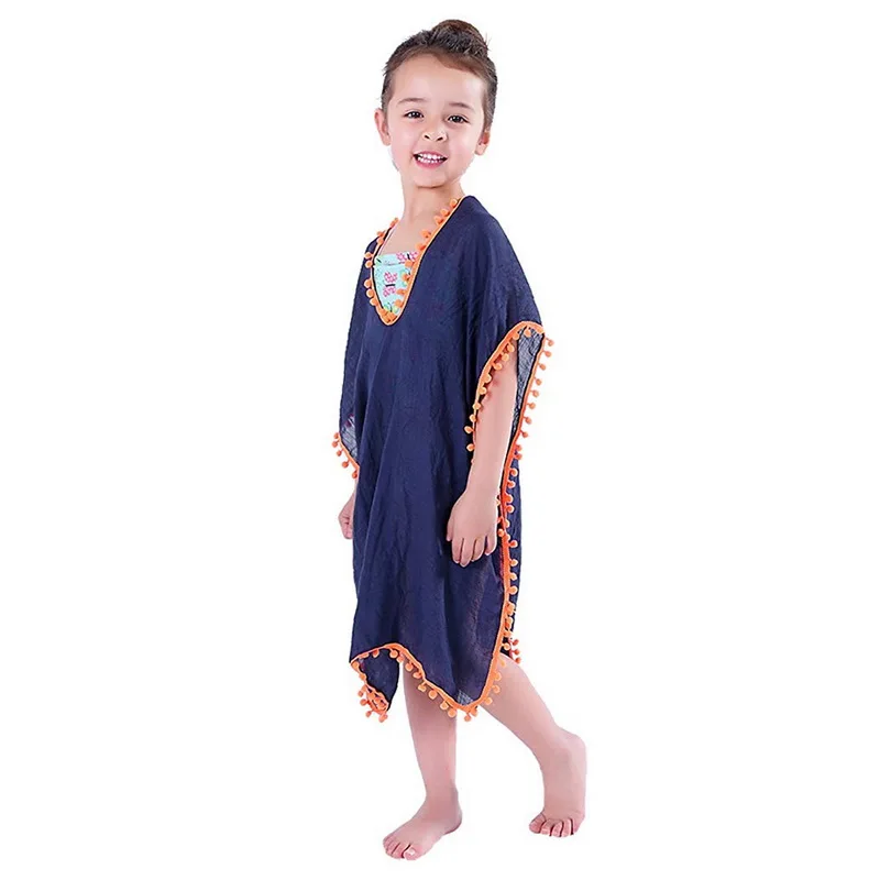 Vertvie Baby Girls Swim Dresses Kids Beach Cover-Ups Tassel Hook Flower Fringe Sundress Child Summer Swimwear Cover Up