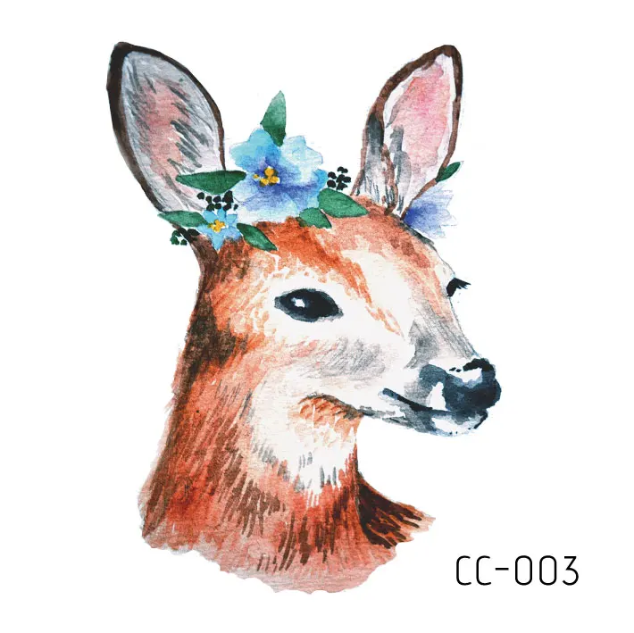 CC-003 Мультфильм тату Единорог для детей милый лошадь собака олень поддельные татуаж детей временные водостойкий боди-арт татуировки стикер - Цвет: CC-003