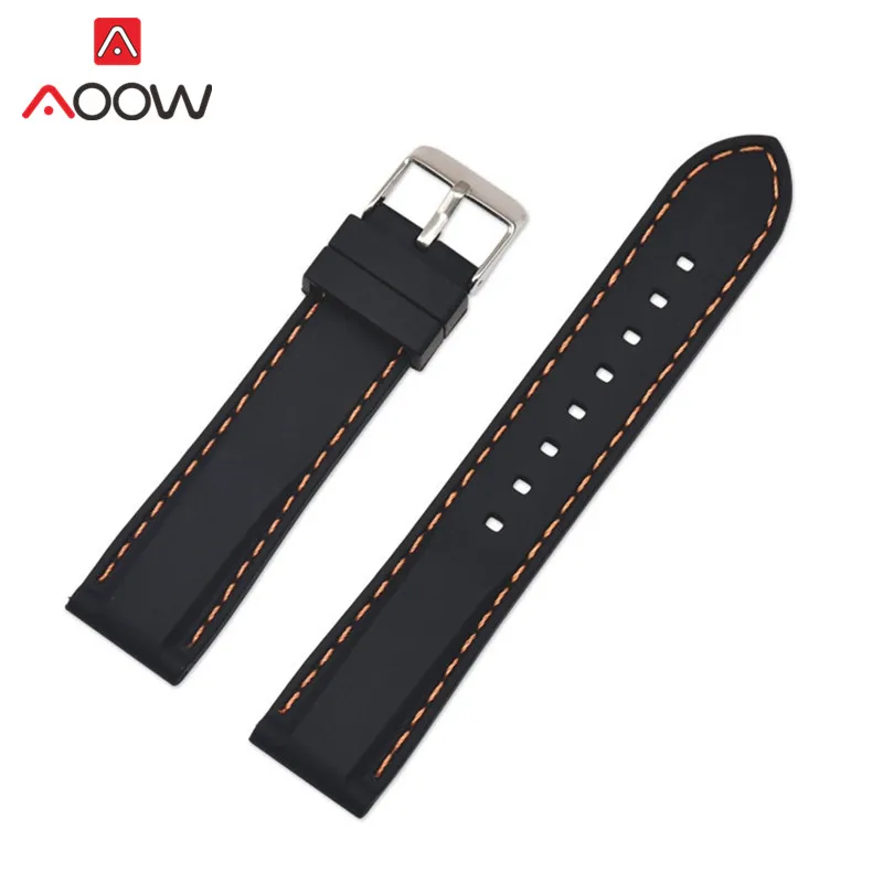 Black Orange 16 мм, 18 мм, 20 мм, 22 мм, 24 мм, силиконовый ремешок для часов, спортивный, водонепроницаемый, для мужчин и женщин, быстросъемный браслет, ремешок для передач S3, Ticwatch - Цвет ремешка: Black Orange