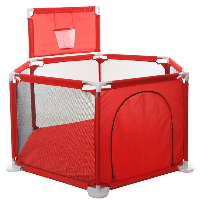 Red with basket IMBABY манеж для детей, Детский манеж для бассейна, детский манеж, шариковый бассейн для детского ограждения, металлическая поддерживающая полиэфирная ткань, Детская палатка - Цвет: Red with basket