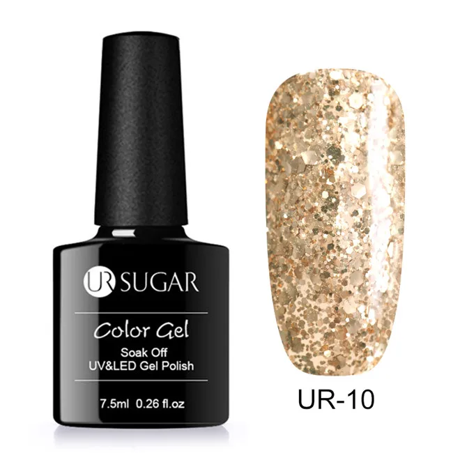 Ur Sugar 7,5 мл розовое золото голографический Блестящий Гель-лак для ногтей Блестящий Блеск Блестки УФ-гель лак замачиваемый УФ гель для ногтей - Цвет: UR 10