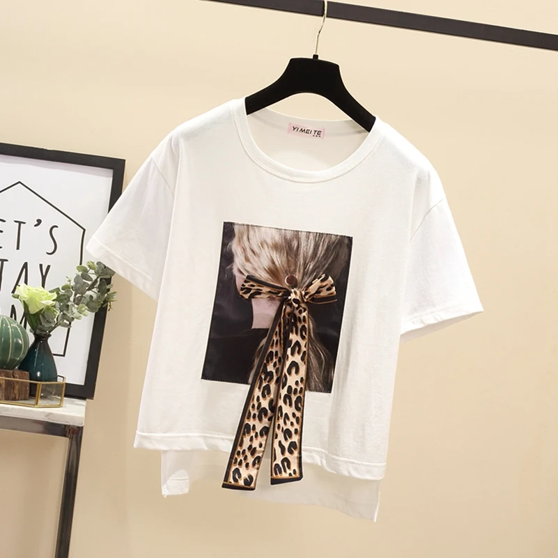 SexeMara fashion The New printing Round neck asymmetric T-shirt free shipping | Женская одежда