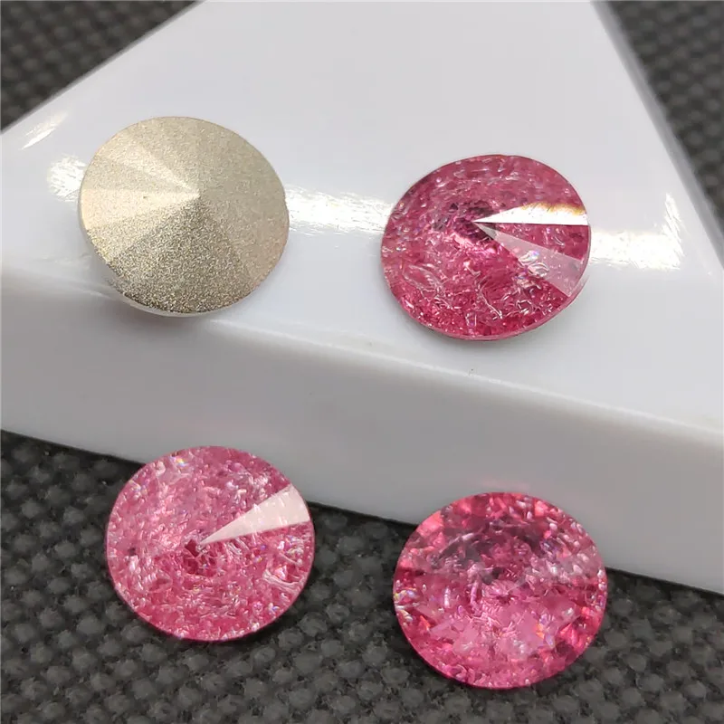 rose red color Кристалл ледяной цвет стекло кристалл аксессуары для одежды кристалл круг, Круглый, rivoli Pointback Стразы платье decoratio - Цвет: rose red color