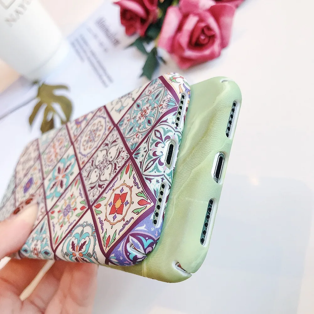 Luminous Phone Case For iphone x xs max xr Marble Hard PC Cover 6 7 8 6s Plus Army Green Camouflage Nigh Light Funda |