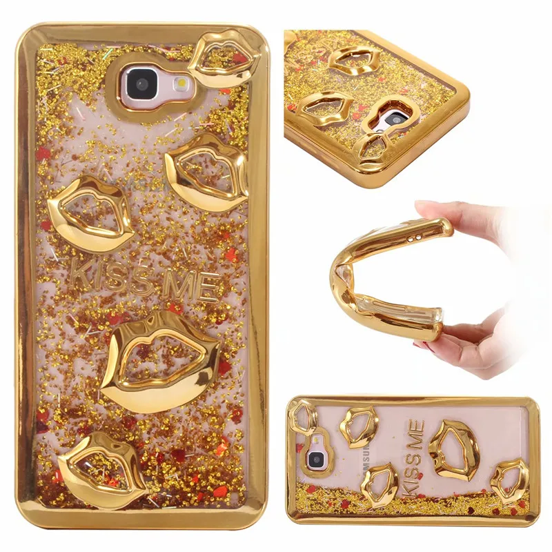 Missbuy Makeup Sexy Lipstick Lips Girls Silicone Case for Samsung Galaxy J2 J5 J7 Prime G530 On 5 On7 Bling Glitter Liquid Cover |