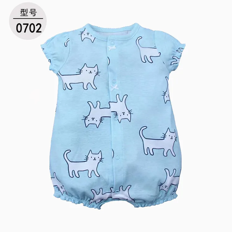 XINI MOMMY/Летний однобортный сдельник для ребенка, короткая Детская летняя одежда, детский костюм с круглым вырезом, модная одежда с цветочным рисунком, ALI76