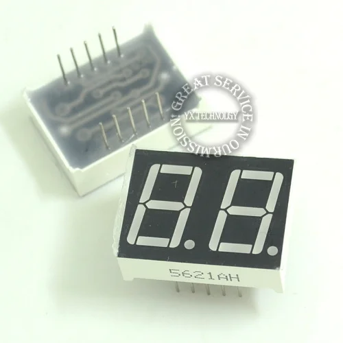 10 шт./пакет высокие красные светильник цифровая светодиодная 2bit общий анод 0,5/0,56 дюймов 5621AS
