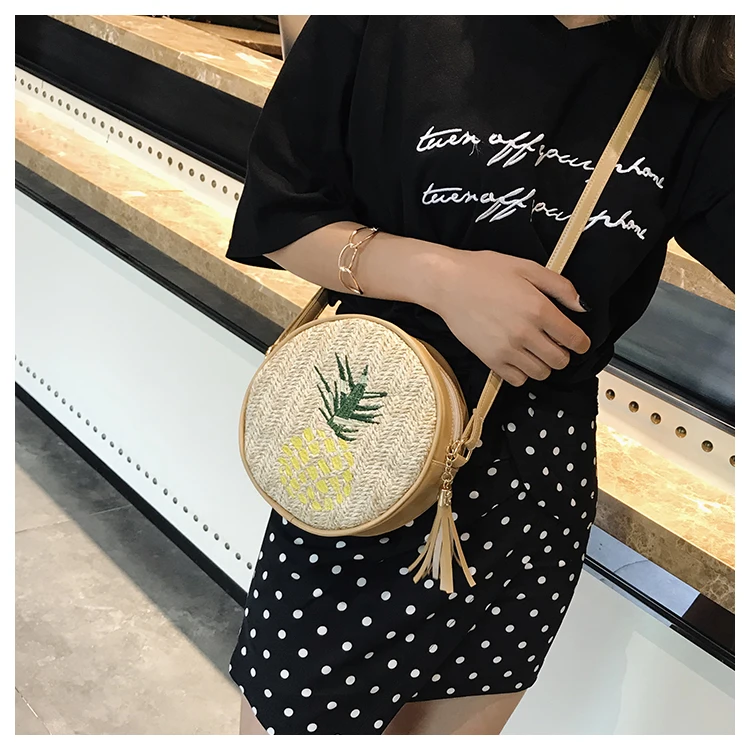 2019 листья ананас Соломенная пляжная сумка Bolsa Feminina через плечо сумки для женщин