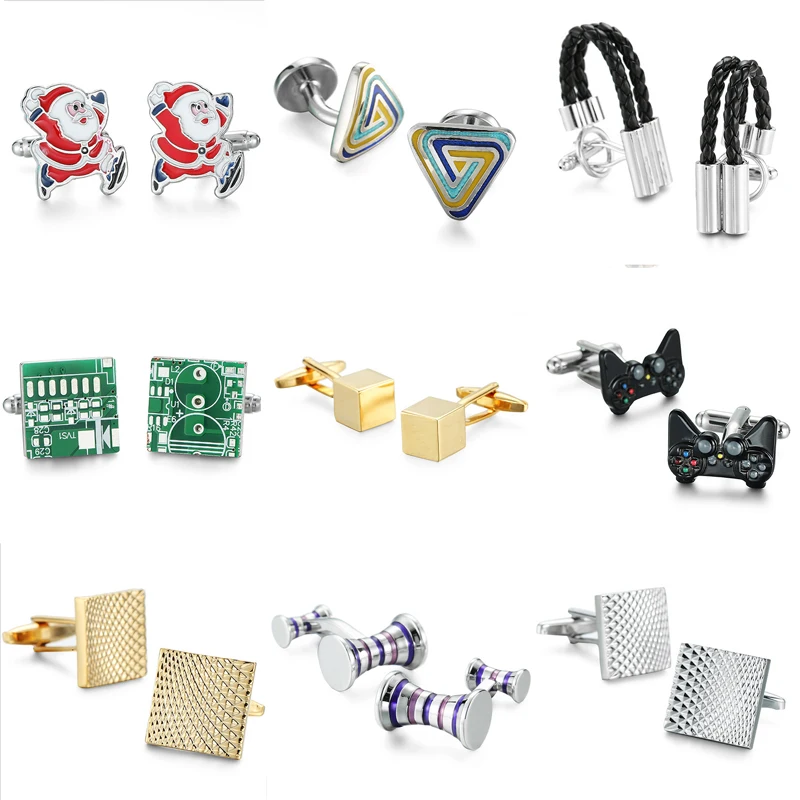 

WN The new fashion men's French shirt Cufflinks high quality variety style design cube carved all-match Cufflinks