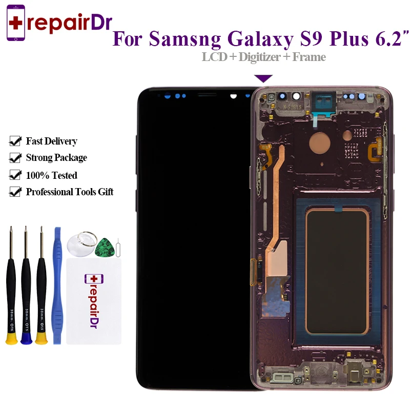 ORIGINAL AMOLED Replacement For SAMSUNG Galaxy S9 Plus LCD Touch Screen Digitizer With Frame G965F Samsung S9+ Lcd | Мобильные
