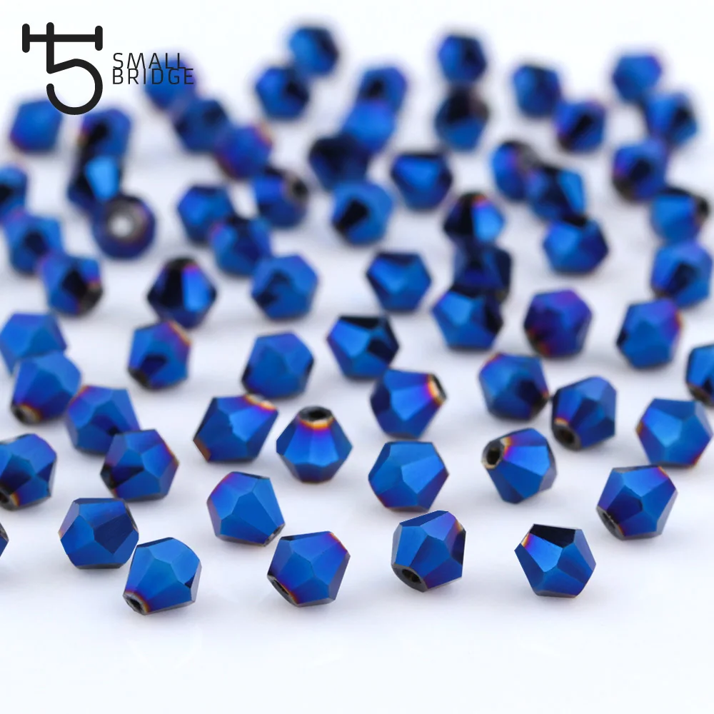 Austrian 4mm Silver colour Bicone Glass Beads Diy Accessories for Jewelry Making Perles Loose Faceted Spacer Crystal Beads Z212 images - 6