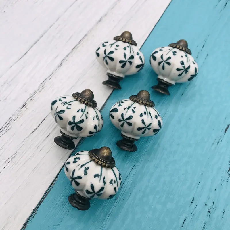 5 шт. милые Lattern Форма Кухня шкаф дверные ручки Очаровательные темно зеленый