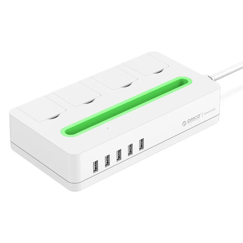 Orico розетка с 5 usb-портами для домашнего офиса, электроники, США штекер, защита от перенапряжения с держателем для телефона - Цвет: Белый