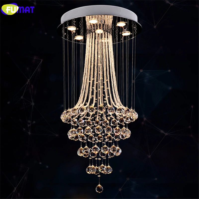 

FUMAT Crystal K9 Ceiling Lamps Trumpet Shape GU10 LED Stainless Steel Plate Modern Style Hanging Modern Light Fixture Chandelier