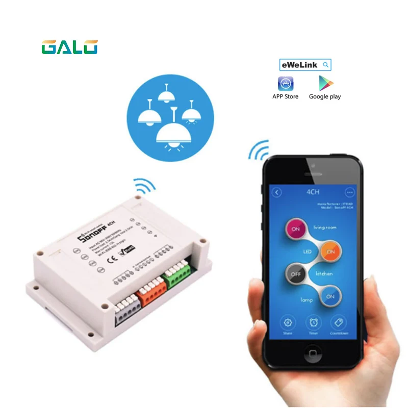 Смарт Sonoff Wifi дистанционное управление 4CH DIY Переключатель беспроводной домашний