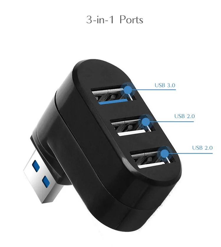 3 Port Multi 2.0/3.0 USB Hub Mini USB Hub High Speed Rotate Splitter Adapter For Laptop Notebook For PC Computer accessories
