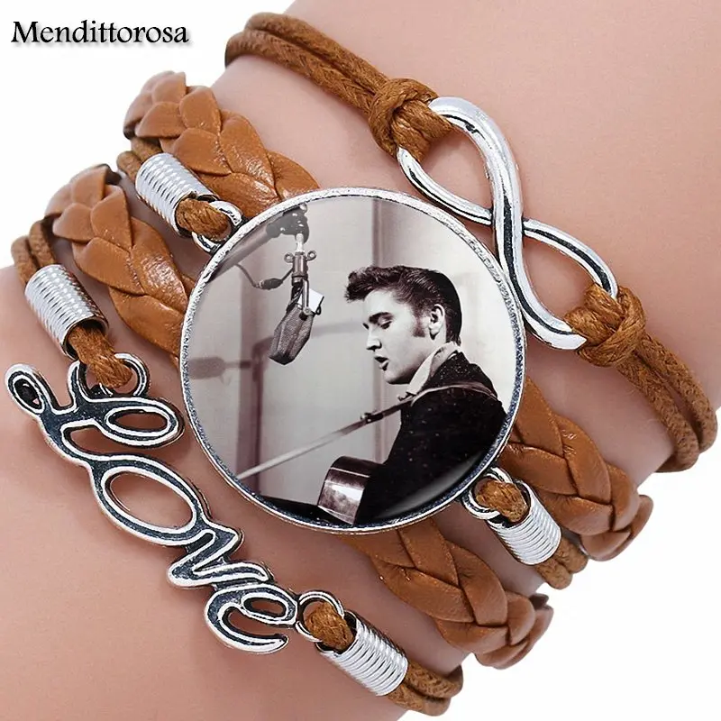 Многослойный кожаный браслет Elvis Presley для женщин и девушек Ювелирное Украшение со